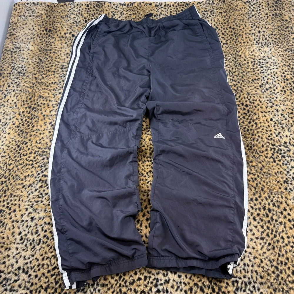 2000s Baggy Adidas Three Stripe Windbreaker Track Pants Black XL